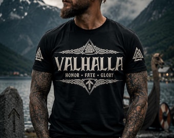 Valhalla Honor Fate Glory Tee | Viking Norse Mythology T-Shirt