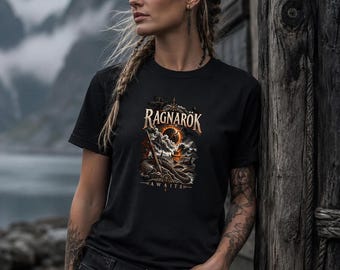 RAGNARÖK AWAITS Viking Shirt - Norse Mythology T-Shirt, Jörmungandr Ragnarok Tee, Viking Halloween Shirt, Nordic Graphic Tee