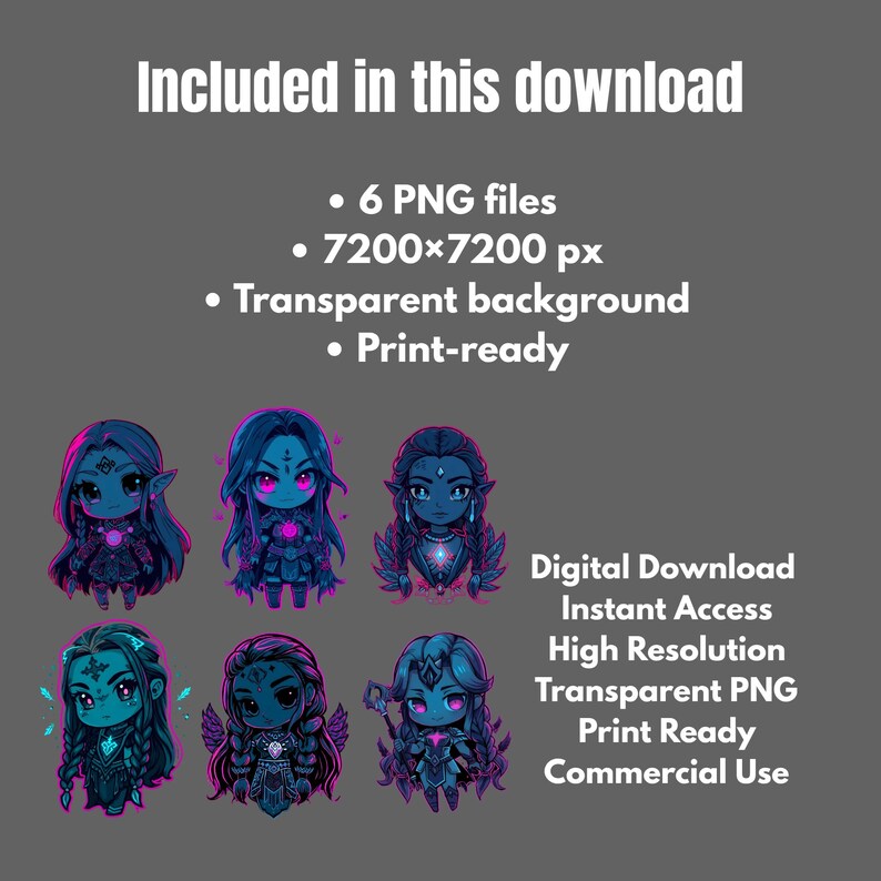 Freya Rapture Neon Chibi Freya PNG – Neon Viking Goddess | Norse Mythology Chibi Art ...