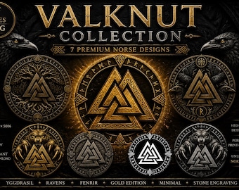 Valknut Viking Bundle PNG | Norse Symbol Collection | Yggdrasil Raven Fenrir Valknut Designs | Viking Clipart | POD Ready Digital Download