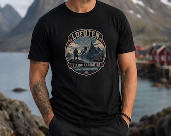 Lofoten Viking Expedition Shirt, Norway Travel T-Shirt, Nordic Hiking Tee, Scandinavian Outdoor Adventure Gift