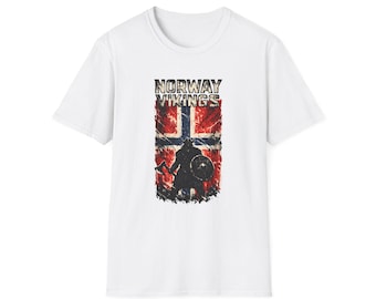 Norway Vikings T-Shirt | Viking Silhouette with Norwegian Flag