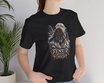 Fenrir Hunts Tonight Viking Shirt, Norse Mythology Wolf T-Shirt, Fenrir Wolf Tee, Dark Nordic Viking Graphic Shirt