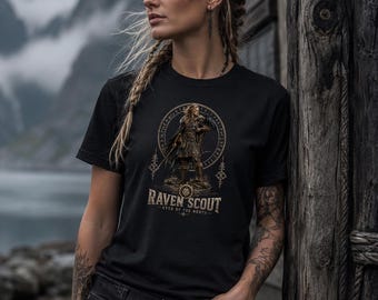 Raven Scout Viking Shirt for Women, Eyes of the North Tee, Norse Shieldmaiden Shirt, Nordic Raven Warrior T-Shirt