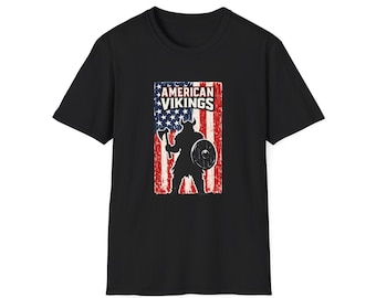 American Vikings T-Shirt, USA Flag Viking Shirt, Norse Warrior Tee, Patriotic Viking Shirt, Nordic Heritage Gift