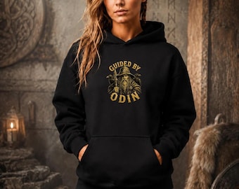 Guided By Odin Hoodie, Viking Hoodie, Norse Mythology Sweatshirt, Odin Raven Hoodie, Allfather Viking Gift