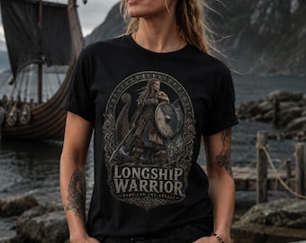 Longship Warrior Viking Shirt for Women, Born for the Voyage Tee, Norse Shieldmaiden Shirt, Nordic Adventure T-Shirt