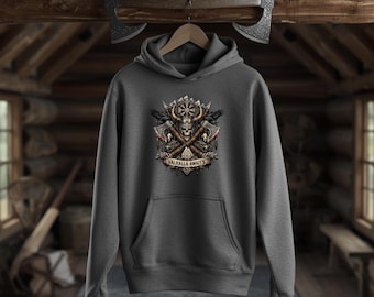 Viking Warrior Hoodie – Nordic Skull & Ax Design, Valhalla Norse Mythology Sweatshirt
