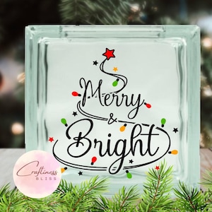 DIY Merry And Bright Christmas Custom Vinyl Decal ~ Glass Block ~ Car Decal ~ Mirror ~ Ceramic Tile ~ Computer ~ Wreath