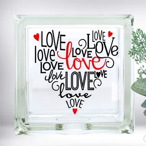 DIY Love Typography Subway Art Heart Custom Vinyl Decal ~ Glass Block ~ Car Decal ~ Mirror ~ Ceramic Tile ~ Computer