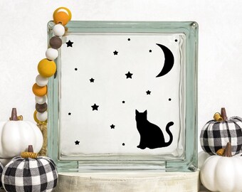 DIY Black Cat Halloween Holiday DIY Custom Vinyl Decal ~ Glass Block ~ Car Decal ~ Mirror ~ Ceramic Tile ~ Computer