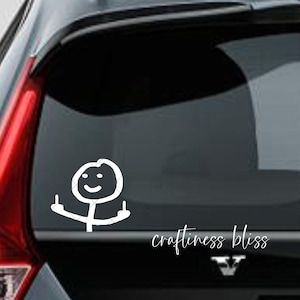 Stick Figure With Middle Finger 6.5&quot; x 6&quot;  vinyl decal car window decal laptop decal custom decal personalized decal