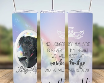Rainbow Bridge Custom Pet Dog Cat Memorial 20 oz Skinny Tumbler