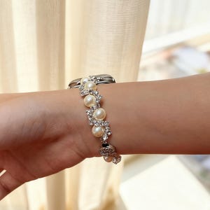Elegant Pearl Rhinestone Beaded Apple Watch Band, Luxury Double Row Beaded Strap, 38mm-40mm 41mm-42mm • Series 1-10 SE for Women