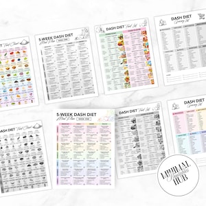 DASH Diet Food Chart, DASH Diet Meal Plan, Printable DASH Diet, DASH Food List,  Blood Pressure Track, High Blood Pressure, Hypertension Planner, High BP Meal Plan, Low Sodium Grocery, Low Sodium Diet, Low Sodium Food, Healthy Heart Food, Heart Health Chart