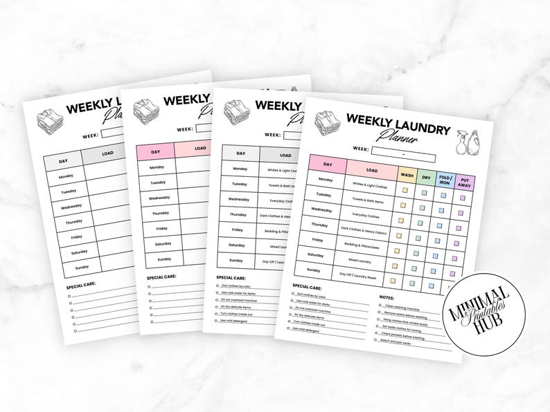 Laundry Checklist.pdf Weekly Laundry Planner Printable PDF, Laundry Schedule for Household ...