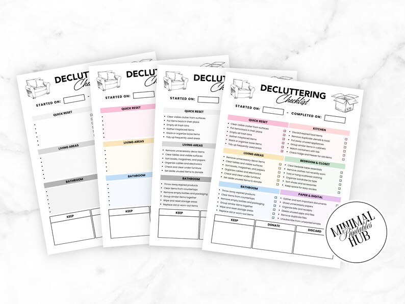 Declutter Checklist Printable PDF, Decluttering Planner for Home ...