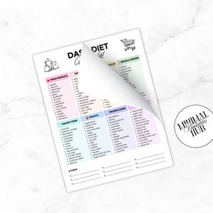 DASH Diet Food Chart, DASH Diet Meal Plan, Printable DASH Diet, DASH Food List,  Blood Pressure Track, High Blood Pressure, Hypertension Planner, High BP Meal Plan, Low Sodium Grocery, Low Sodium Diet, Low Sodium Food, Healthy Heart Food, Heart Health Chart
