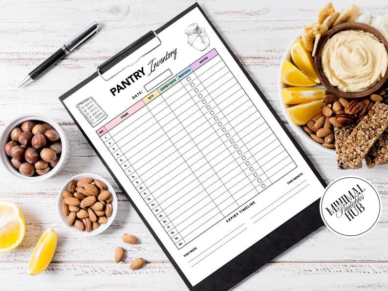 Kitchen Inventory Tracker Printable PDF | Set of 10 Food Inventory ...
