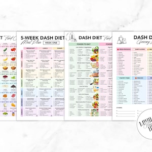 DASH Diet Food Chart, DASH Diet Meal Plan, Printable DASH Diet, DASH Food List,  Blood Pressure Track, High Blood Pressure, Hypertension Planner, High BP Meal Plan, Low Sodium Grocery, Low Sodium Diet, Low Sodium Food, Healthy Heart Food, Heart Health Chart