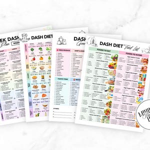 DASH Diet Food Chart, DASH Diet Meal Plan, Printable DASH Diet, DASH Food List,  Blood Pressure Track, High Blood Pressure, Hypertension Planner, High BP Meal Plan, Low Sodium Grocery, Low Sodium Diet, Low Sodium Food, Healthy Heart Food, Heart Health Chart