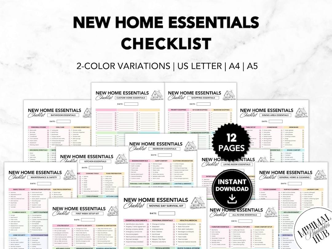 New Home Essentials Checklist Printable PDF, First Home Checklist ...