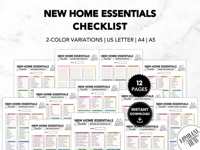 New Home Essentials Checklist Printable PDF, First Home Checklist ...