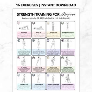 PDF imprimable de musculation pour la ménopause, programme de remise en forme périménopause pour les femmes de plus de 40 ans, guide d'entraînement pour la ménopause, exercices pour vieillir en bonne santé