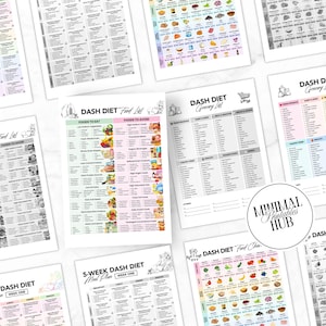 DASH Diet Food Chart, DASH Diet Meal Plan, Printable DASH Diet, DASH Food List,  Blood Pressure Track, High Blood Pressure, Hypertension Planner, High BP Meal Plan, Low Sodium Grocery, Low Sodium Diet, Low Sodium Food, Healthy Heart Food, Heart Health Chart