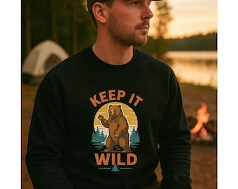 Sweat-shirt Keep It Wild, col rond pour amoureux de la nature en plein air, cadeau de camping pour randonnée, pull rétro animalier, pull unisexe aventure