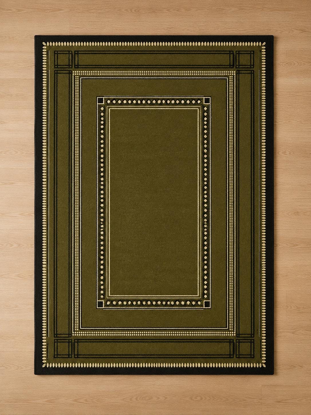 Luxury Olive Green Hand Tufted Area Rug – Modern Geometric Border ...