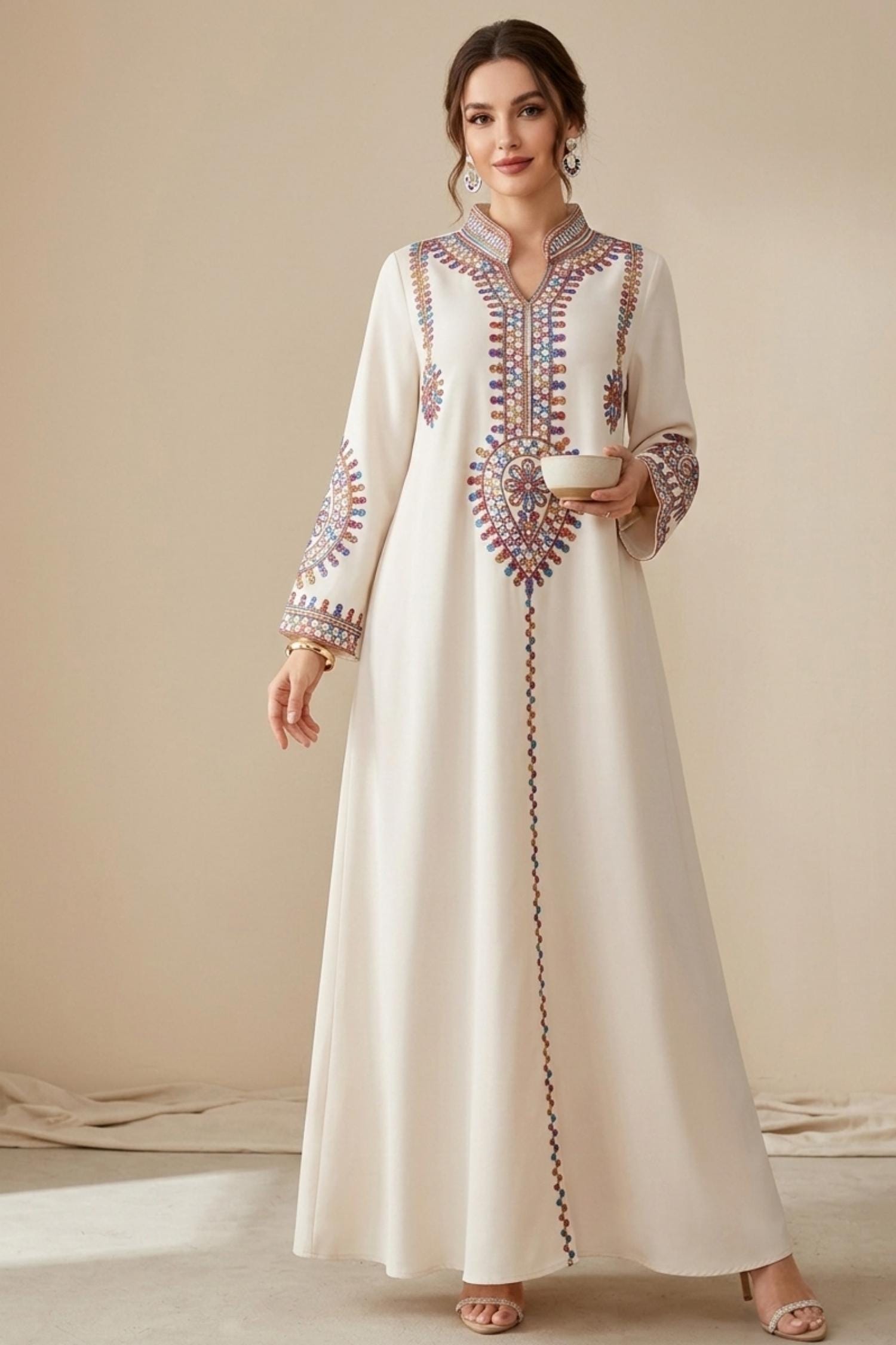 knee length dresses for ladies Regal Moroccan Jalabiya A Luxurious and Elegant Piece of Clothing main image 0