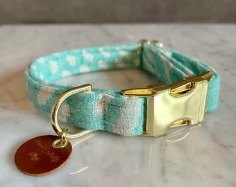 Aqua Dot Stripe Turkish dog collar