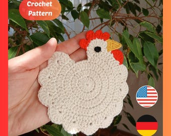 Posavasos de crochet, posavasos de pollo, decoración de Pascua, motivos de crochet