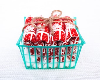 Set of Four Flour Sack Strawberry Basket Napkins