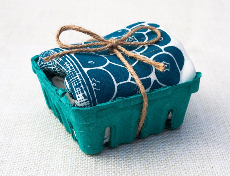 Blueberry Basket Flour Sack Dish Towel image 1