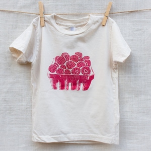 100% Organic Cotton Raspberry Basket Kids Tee image 3