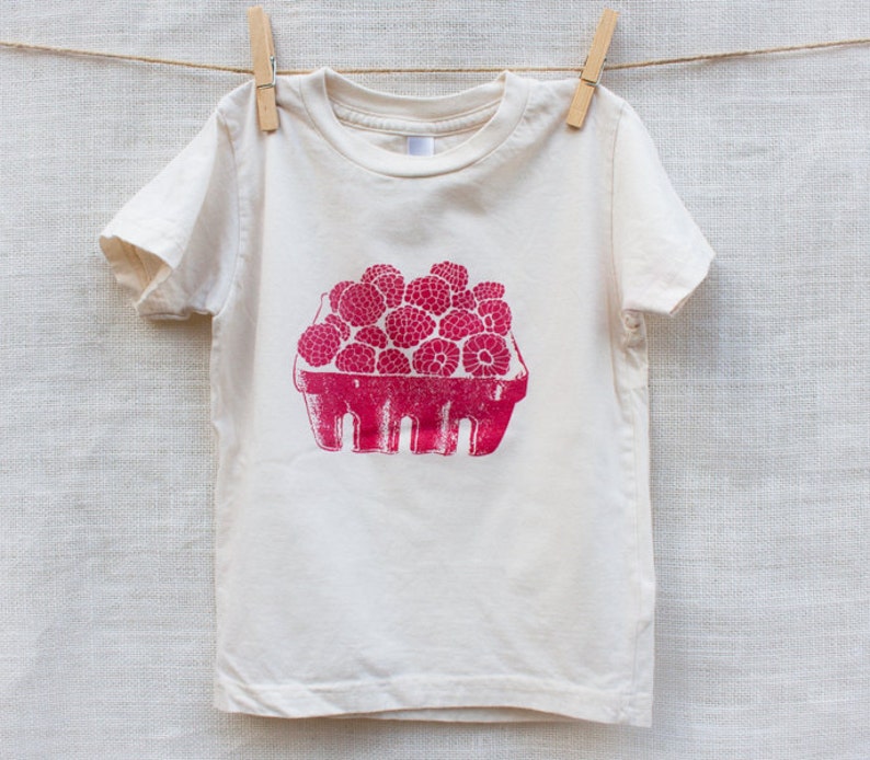 100% Organic Cotton Raspberry Basket Kids Tee image 3
