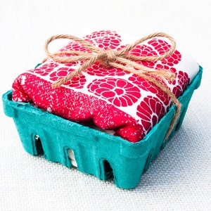 Raspberry Basket Flour Sack Dish Towel