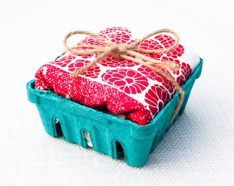 Raspberry Basket Flour Sack Dish Towel