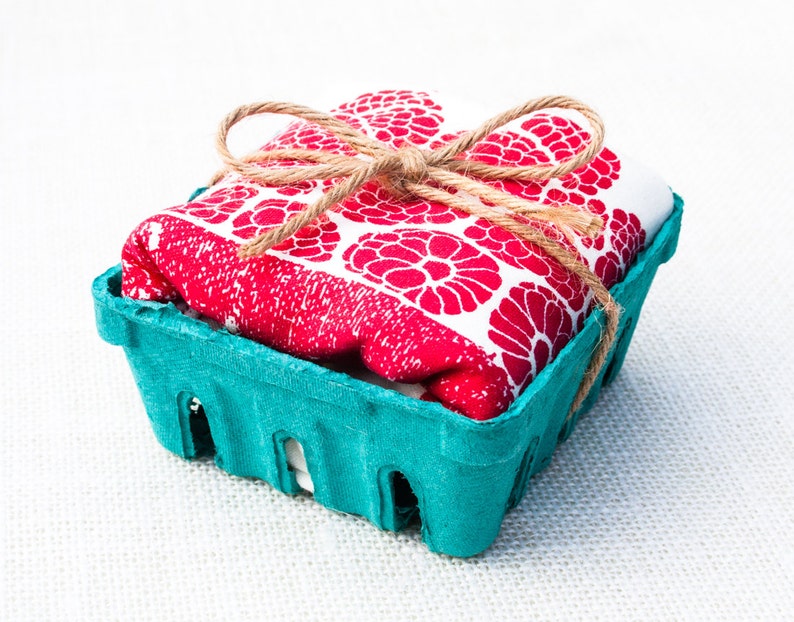 Raspberry Basket Flour Sack Dish Towel image 1