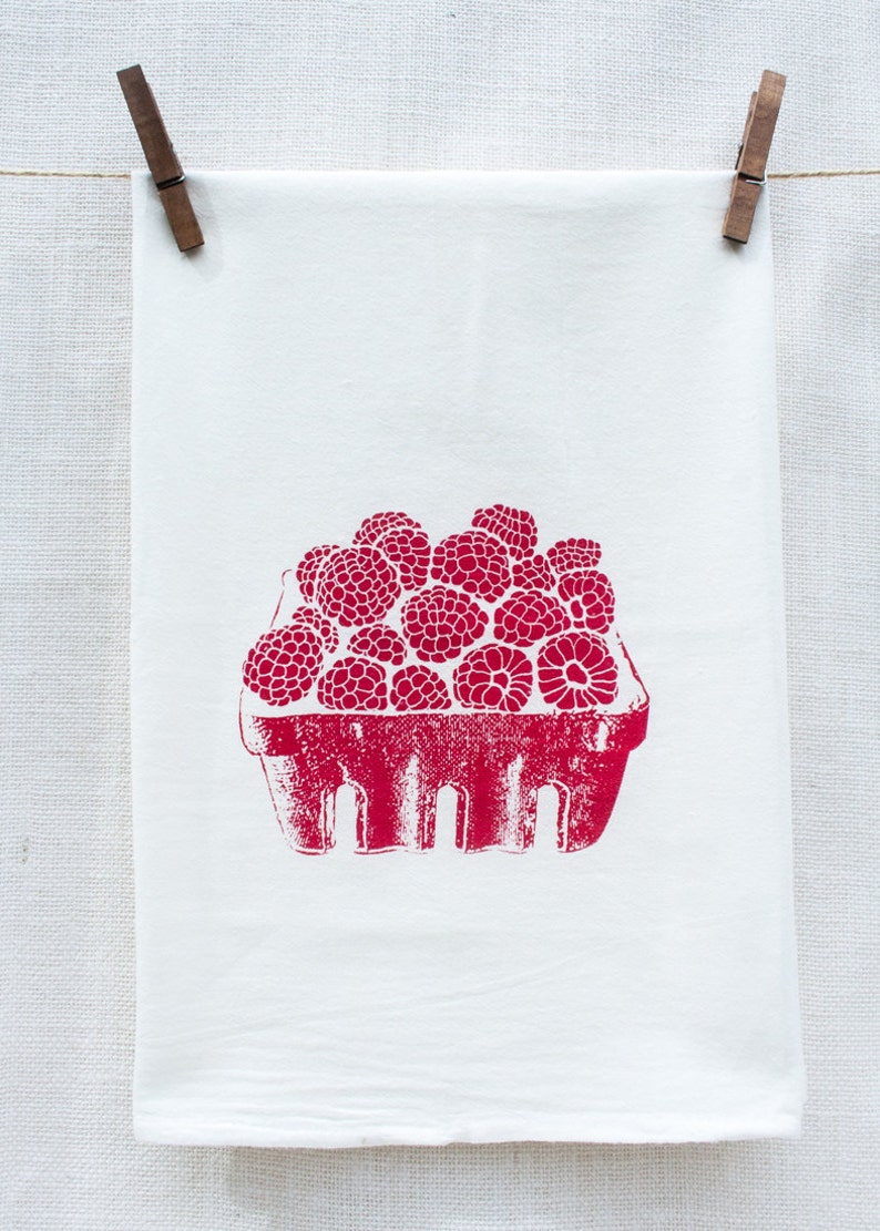 Raspberry Basket Flour Sack Dish Towel image 2