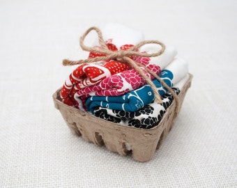 Set of Four Flour Sack Mixed Berry Basket Napkins