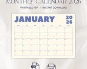 2026 Wall Calendar, 2026 Monthly Planner, Monthly Calendar, Colorful Design, Monday Start, Calendar digital, Printable PDF, A4, Letter Size