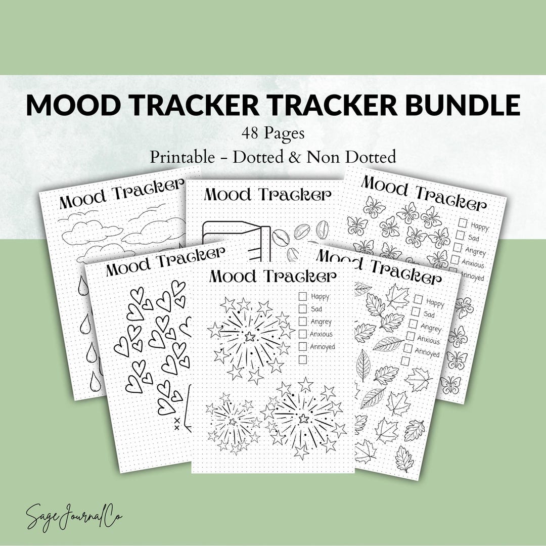 Monthly Mood Trackers Bundle: PRINTABLE Journal Pages - Digital Planner ...
