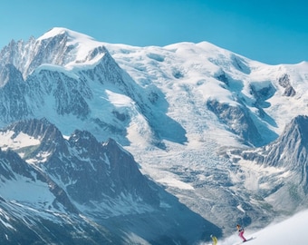 Mont Blanc Skiers Print | French Alps Photography (Digital Download)