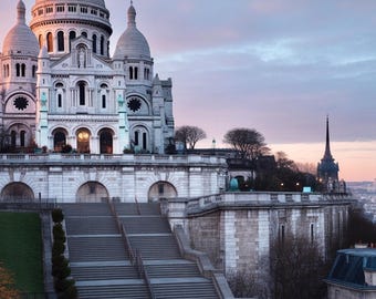 Sacré-Cœur Print | Montmartre Steps, Paris Dawn (Digital Art)