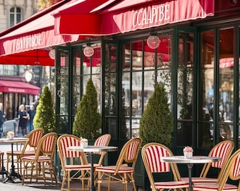 Paris Bistro Chairs Print | French Cafe Scene (Digital Download)