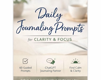 Daily Journaling Guided Prompts for Clarity & Focus | Copy/Paste | Printable PDF | Digital