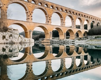 Pont du Gard Aqueduct Print | France Landmark Reflection (Digital Download)